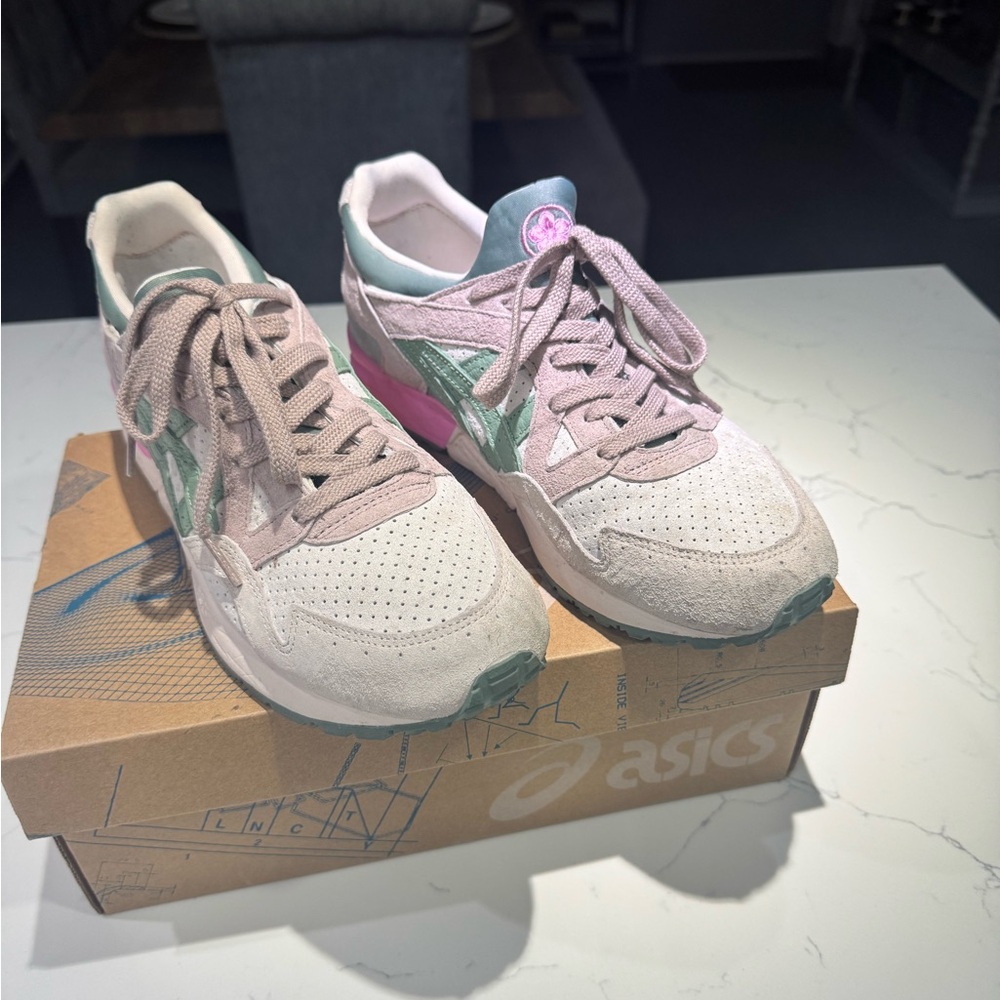 ASICS Women's Pink and Green Sneakers